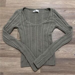 Hollister Sage Green Scoop Neck Sweater